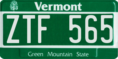 VT license plate ZTF565