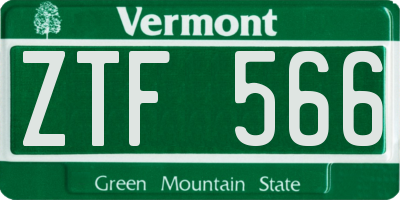 VT license plate ZTF566