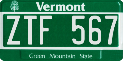 VT license plate ZTF567