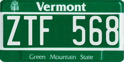 VT license plate ZTF568
