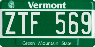 VT license plate ZTF569