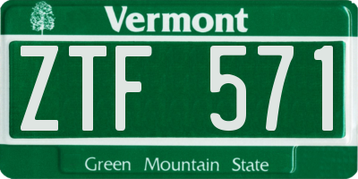 VT license plate ZTF571
