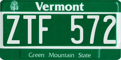 VT license plate ZTF572