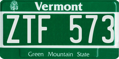 VT license plate ZTF573