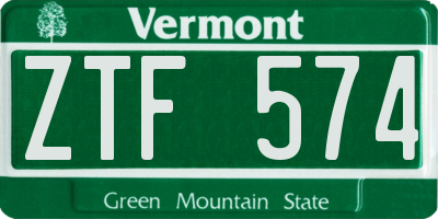 VT license plate ZTF574