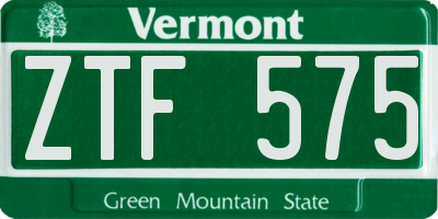 VT license plate ZTF575
