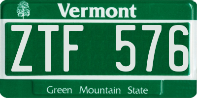 VT license plate ZTF576