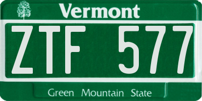 VT license plate ZTF577