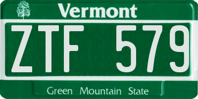VT license plate ZTF579