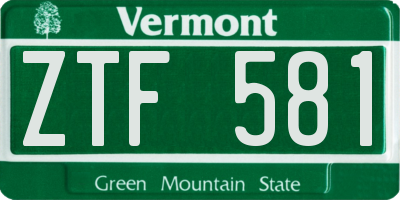 VT license plate ZTF581