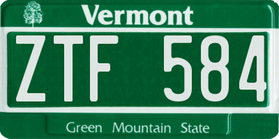 VT license plate ZTF584
