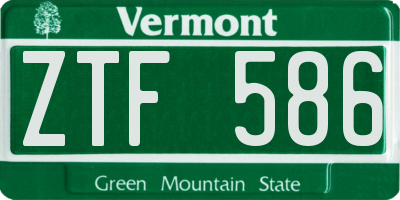 VT license plate ZTF586