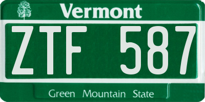 VT license plate ZTF587