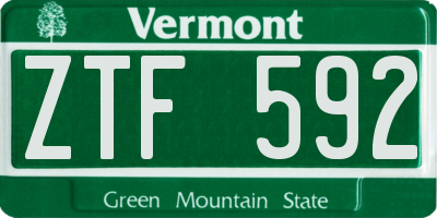 VT license plate ZTF592