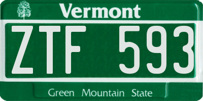 VT license plate ZTF593