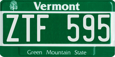 VT license plate ZTF595