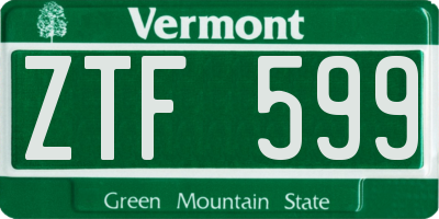 VT license plate ZTF599