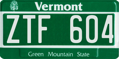 VT license plate ZTF604