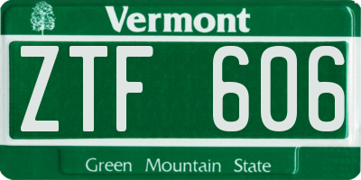 VT license plate ZTF606