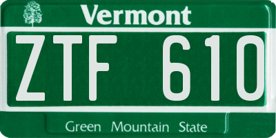 VT license plate ZTF610
