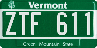 VT license plate ZTF611