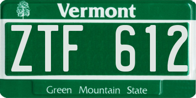 VT license plate ZTF612