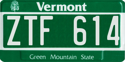 VT license plate ZTF614