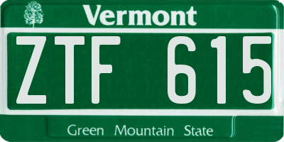 VT license plate ZTF615