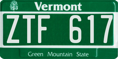 VT license plate ZTF617