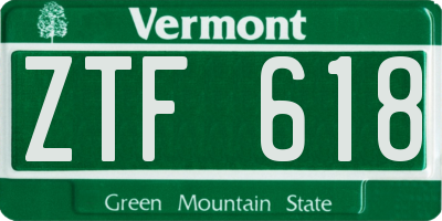 VT license plate ZTF618