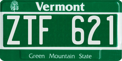 VT license plate ZTF621