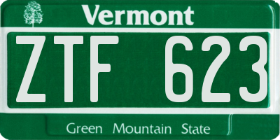 VT license plate ZTF623