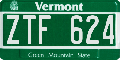 VT license plate ZTF624