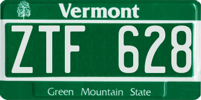 VT license plate ZTF628