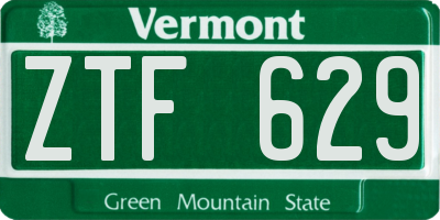 VT license plate ZTF629