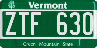 VT license plate ZTF630