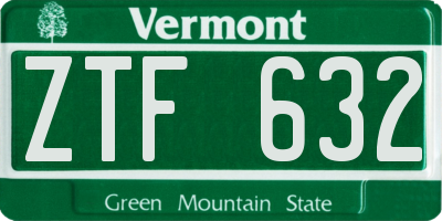 VT license plate ZTF632