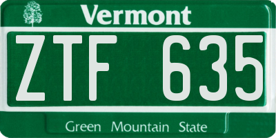 VT license plate ZTF635