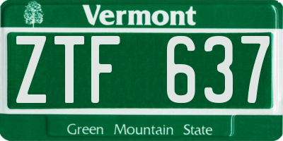 VT license plate ZTF637