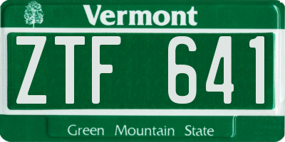 VT license plate ZTF641