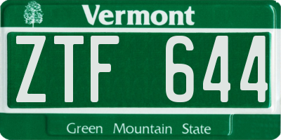 VT license plate ZTF644