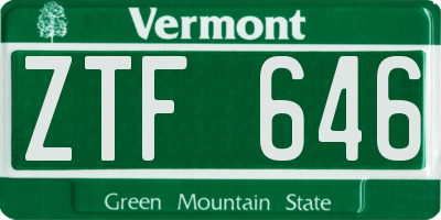 VT license plate ZTF646