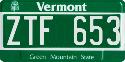 VT license plate ZTF653
