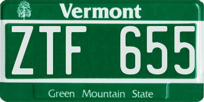 VT license plate ZTF655