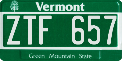 VT license plate ZTF657