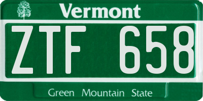 VT license plate ZTF658