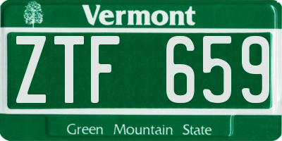 VT license plate ZTF659