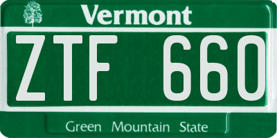 VT license plate ZTF660