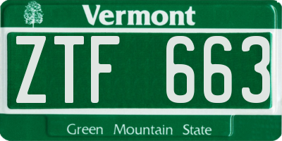 VT license plate ZTF663