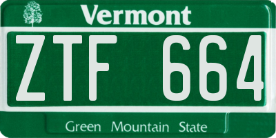 VT license plate ZTF664